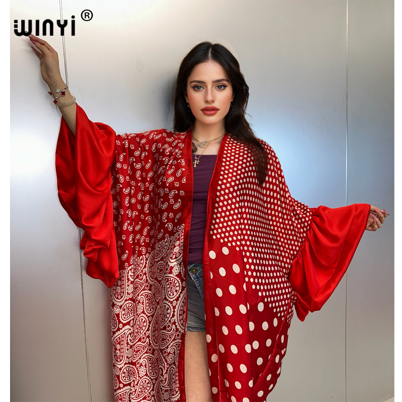 Cover Up Kaftan - WINYI Letnia Sukienka Kimono Plażowa Narzutka