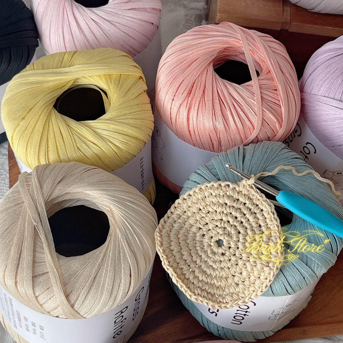 Crochet Bag Raffia - 102M/rolka Wielokolorowa przędza z rafii do